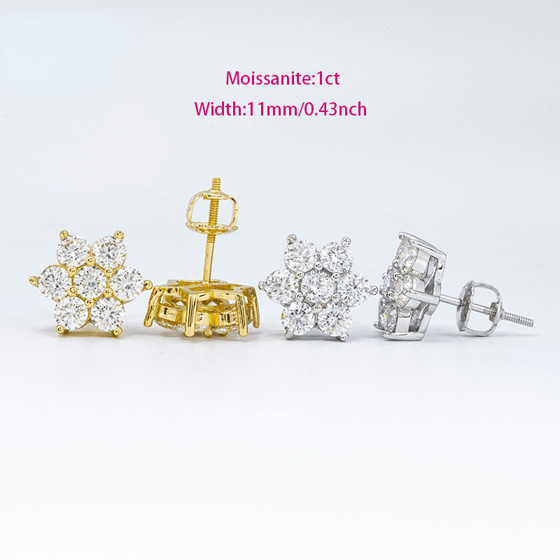 New Men's And Women's 3.5mm Hip Hop Jewellery 925 Sterling Silver Earrings With Moissanite Flower Earrings Party Event Men And Women Friends