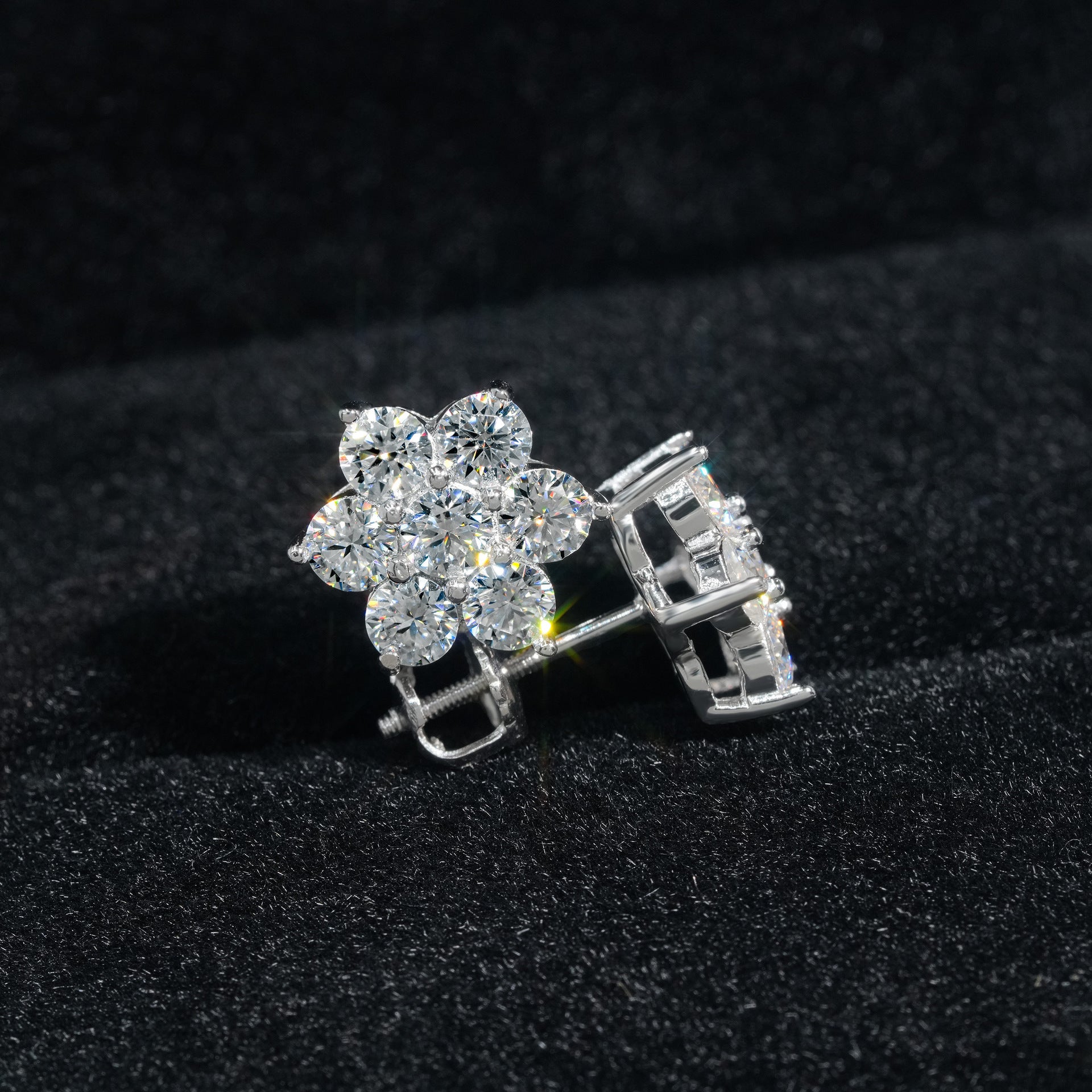 New Men's And Women's 3.5mm Hip Hop Jewellery 925 Sterling Silver Earrings With Moissanite Flower Earrings Party Event Men And Women Friends