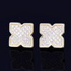 9MM Flower shape Men's Women Stud Earring Gold Color Charm Full AAA+ Screw Back Earrings