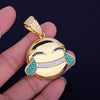 Glossy Happy Round Face Pendant Necklace Chain Gold Color Charm Men's Women