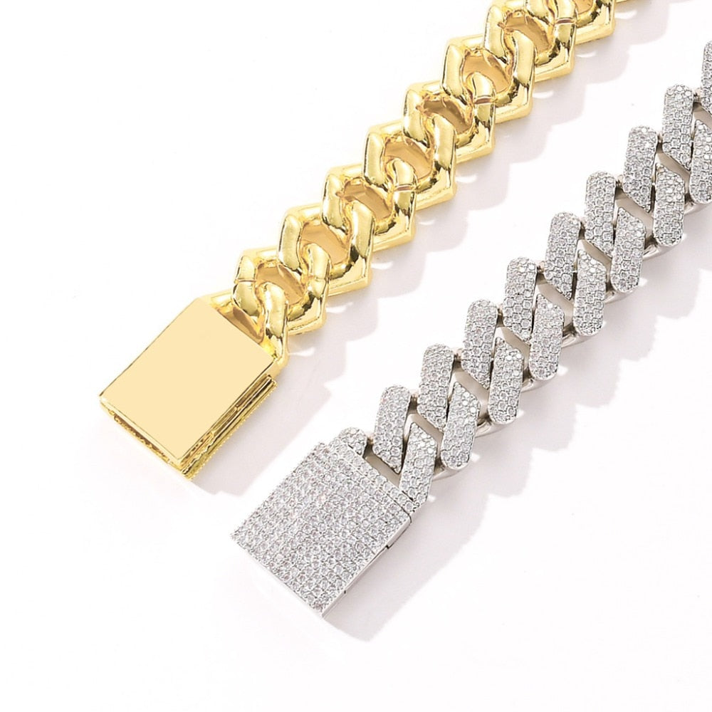 Iced Out Chains Miami Cuban Link Necklace Luxury Micro Paved Cuban Chain