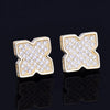 9MM Flower shape Men's Women Stud Earring Gold Color Charm Full AAA+ Screw Back Earrings