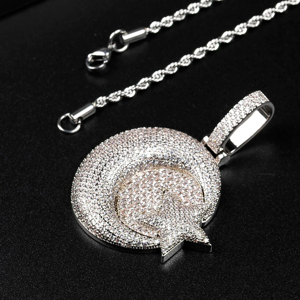 Moon Iced Out Pendant Necklace  Full ICE Cuban Chain Link Hip Hop Jewelry Free Shipping