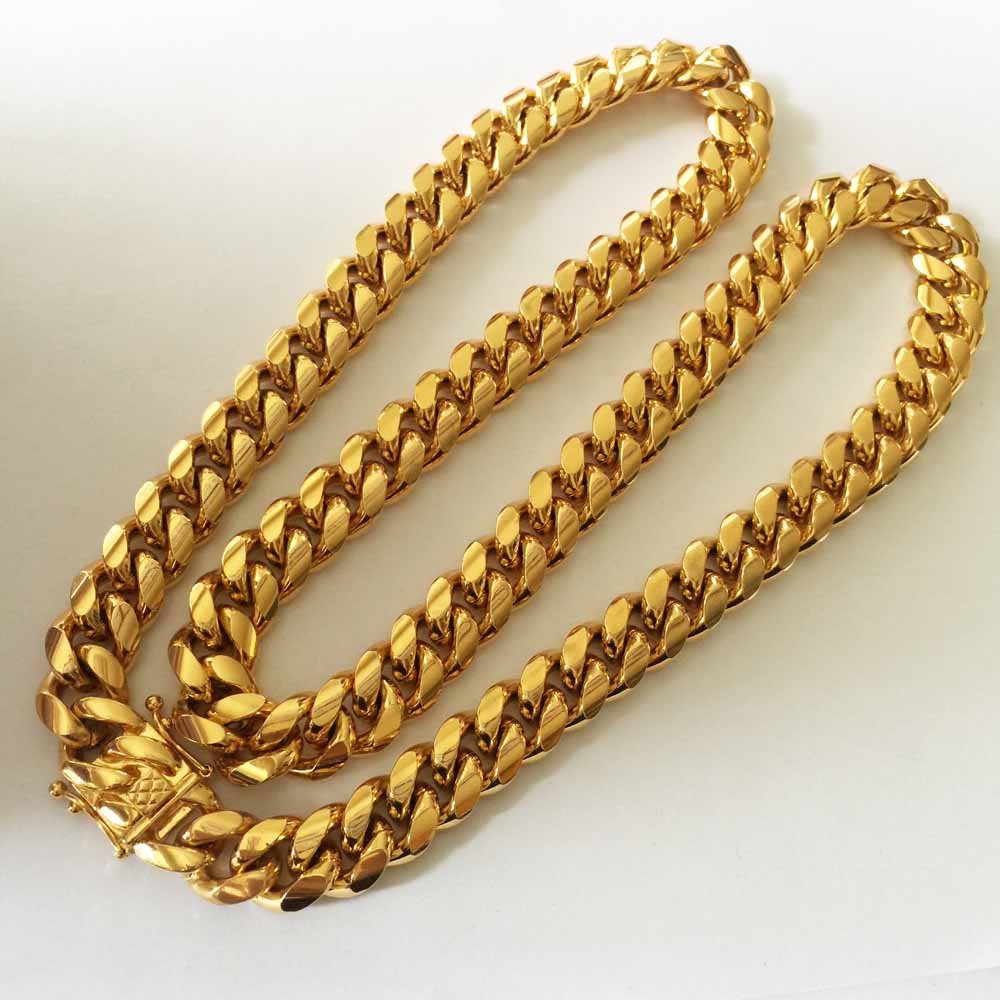 News Arrival 8/10/12/14mm Stainless Steel Miami Curb Cuban Chain Necklaces Casting Dragon Lock Clasp Mens jewelry