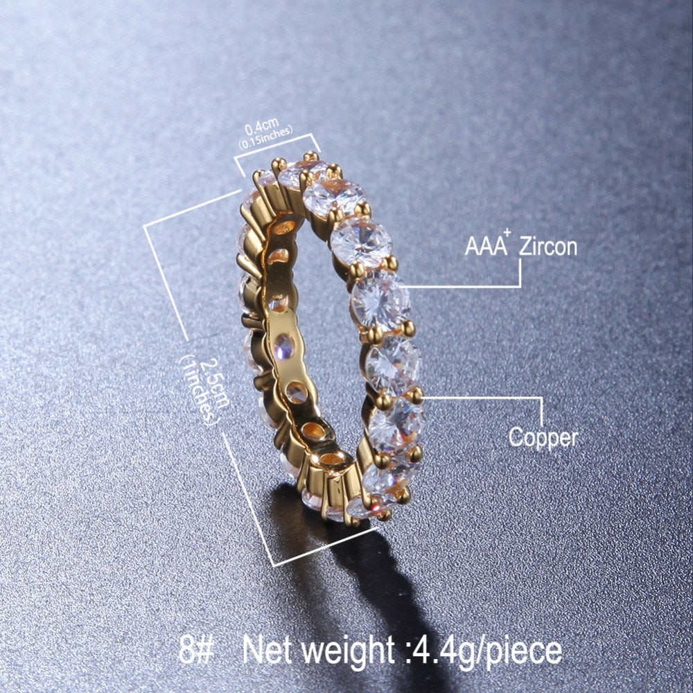 Full Eternity Wedding Band Rings For Women Gold Silver Color Multirow CZ Paved Simple Jewelry Engagement Gifts