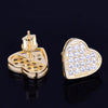 14MM Width Heart-shaped Gold Color Stud Earring AAA+ For Men Women Full Screw Back Earrings