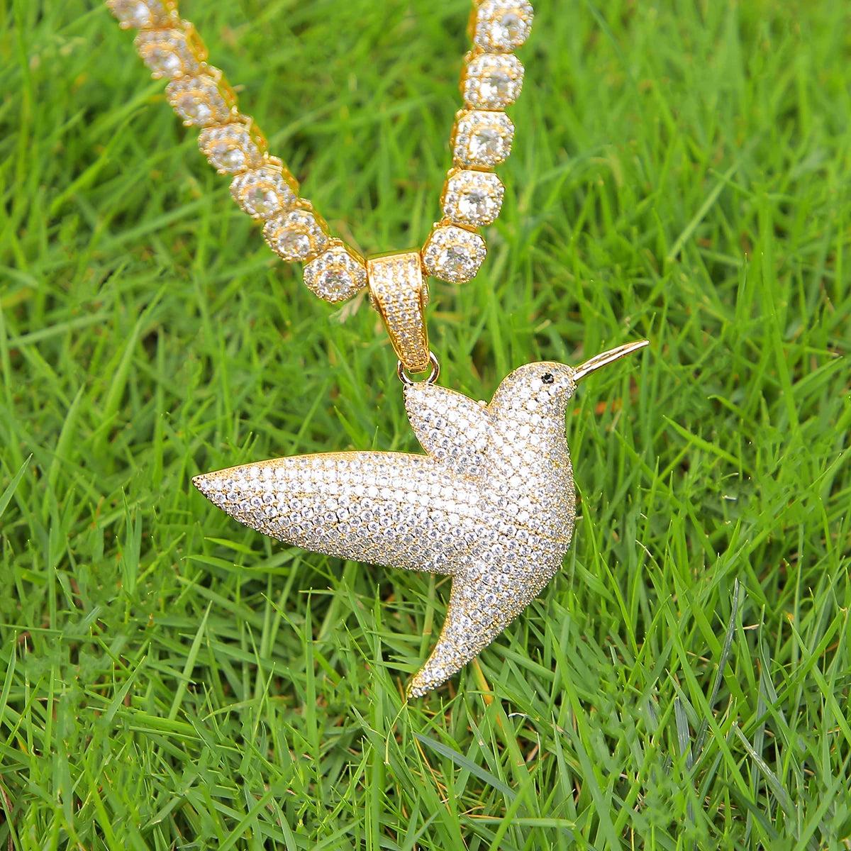 Anime Bird Pigeon Necklace Pendant Real Gold Plated AAA+ Women Charms