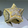 925 Silver Classic Yellow Gold Five Star Zircon Ring  Big Ring AAA+