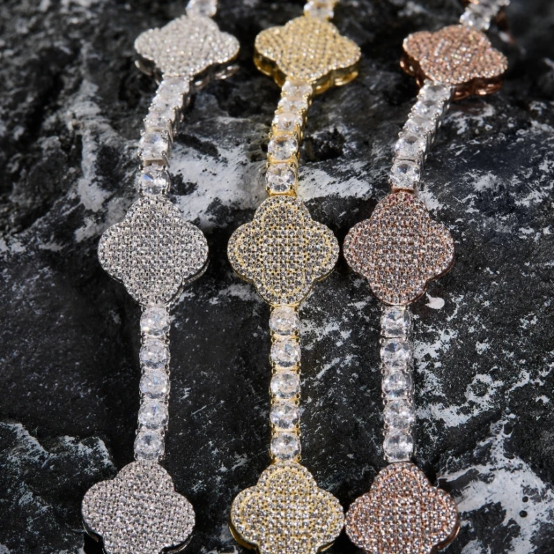 Moissanite Clover Tennis Lucky Bracelet 6.5~8.5inch Full Diamonds  Jewelry Personalized customization S925 Silver