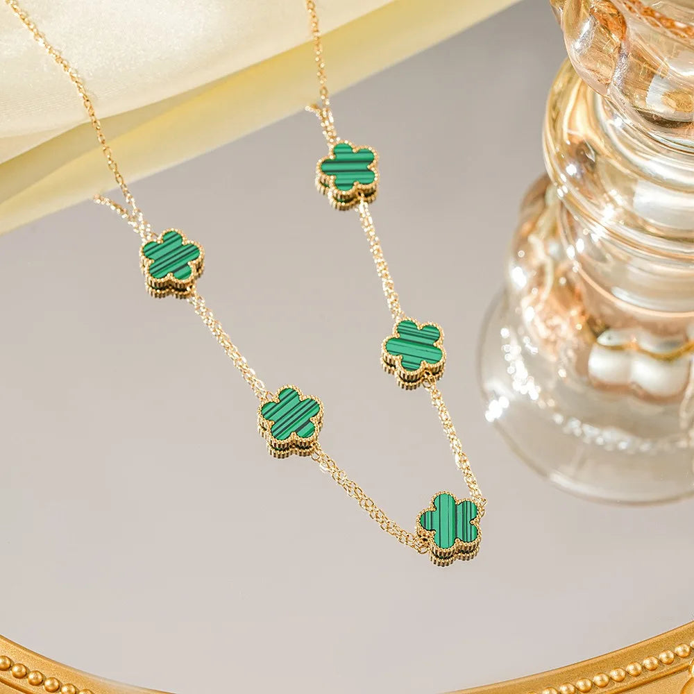 Five-Leaf Plum Blossom Necklace Woman Clover Elegant Pendant Charm Collarbone Chain Party Jewelry Gifts