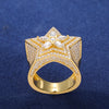 Moissanite Diamond Star Ring Iced Out Pear Cut Mirco Paved Hip Hop Rock Party Finger Rings Jewelry for Man Woman New S925