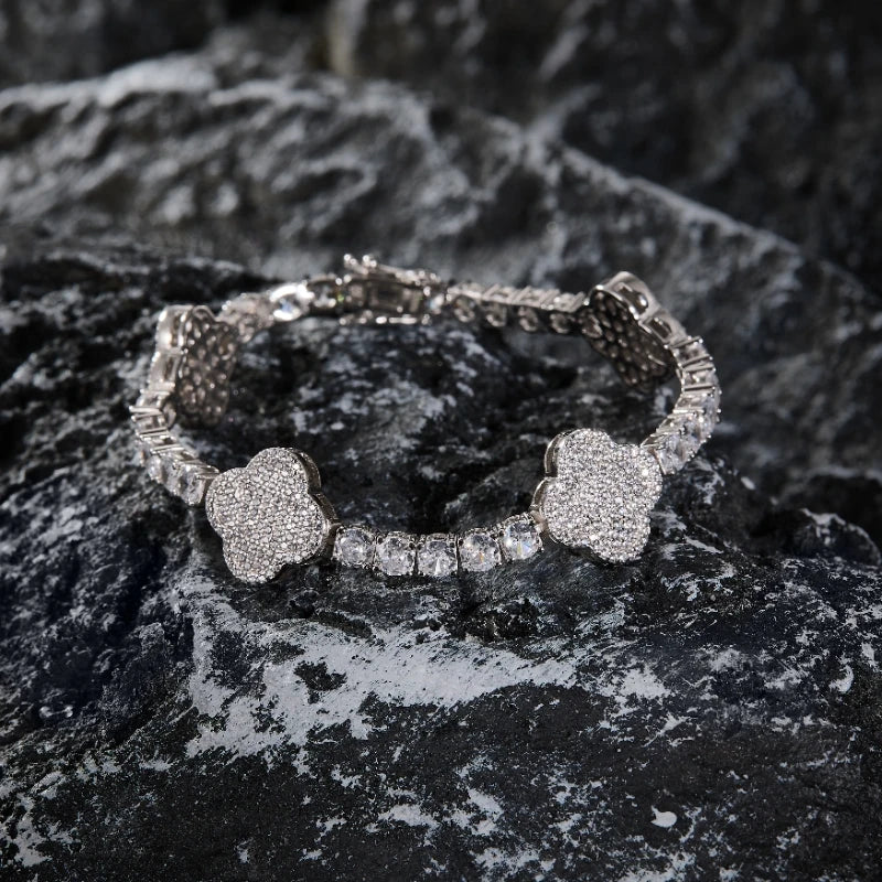 Moissanite Clover Tennis Lucky Bracelet 6.5~8.5inch Full Diamonds  Jewelry Personalized customization S925 Silver