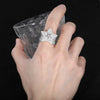 Moissanite Diamond Star Ring Iced Out Pear Cut Mirco Paved Hip Hop Rock Party Finger Rings Jewelry for Man Woman New S925