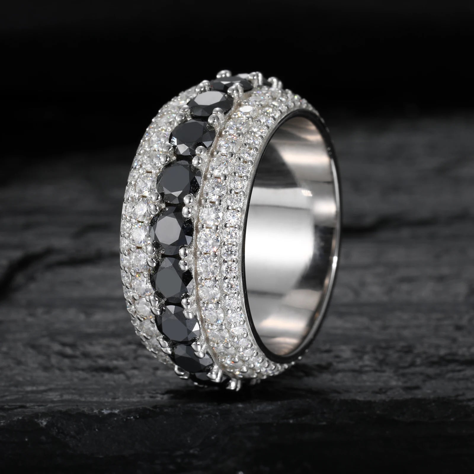 D VVS Moissanite Finger Rings Bling 925 Silver Rings For Women Men Engagement Party Jewelry
