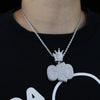 Letters CEO Pendant Necklace Two Tone Color 5A Zircon Crown Badge Charm Men's Hip Hop Jewelry