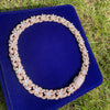 Iced Out Flower Necklace Cuban Link Chain for Women Prong Setting CZ Hip Hop Jewelry Chain AAA+
