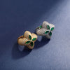 Charm Four Leaf Clover Ring Gold Silver Color Cubic Zirconia Flower Classic Ring For Gift