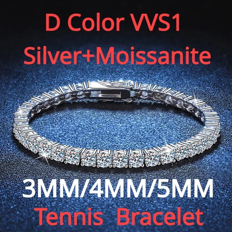 3MM D VVS Moissanite Diamond Tennis Bracelet Passes Diamond Sparkling Test Solid S925