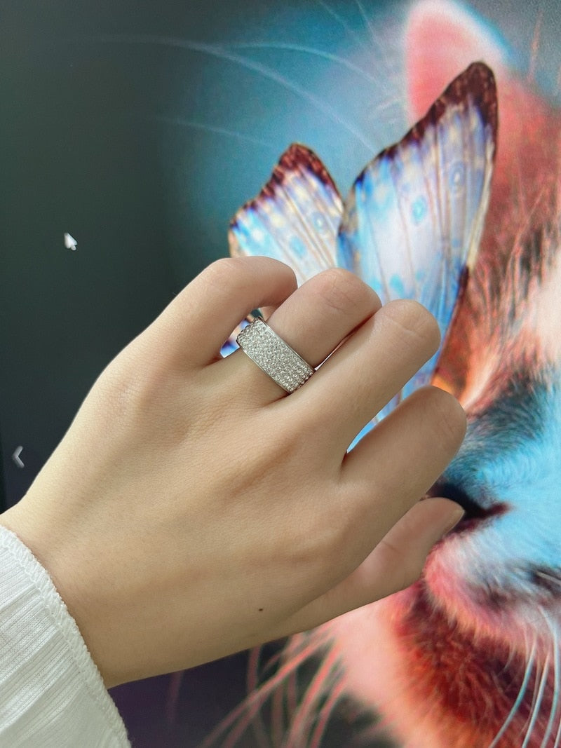 Luxury Ring Crystal Geometric Finger Ring Fashion Jewelry Weddings Engagement Party Gift