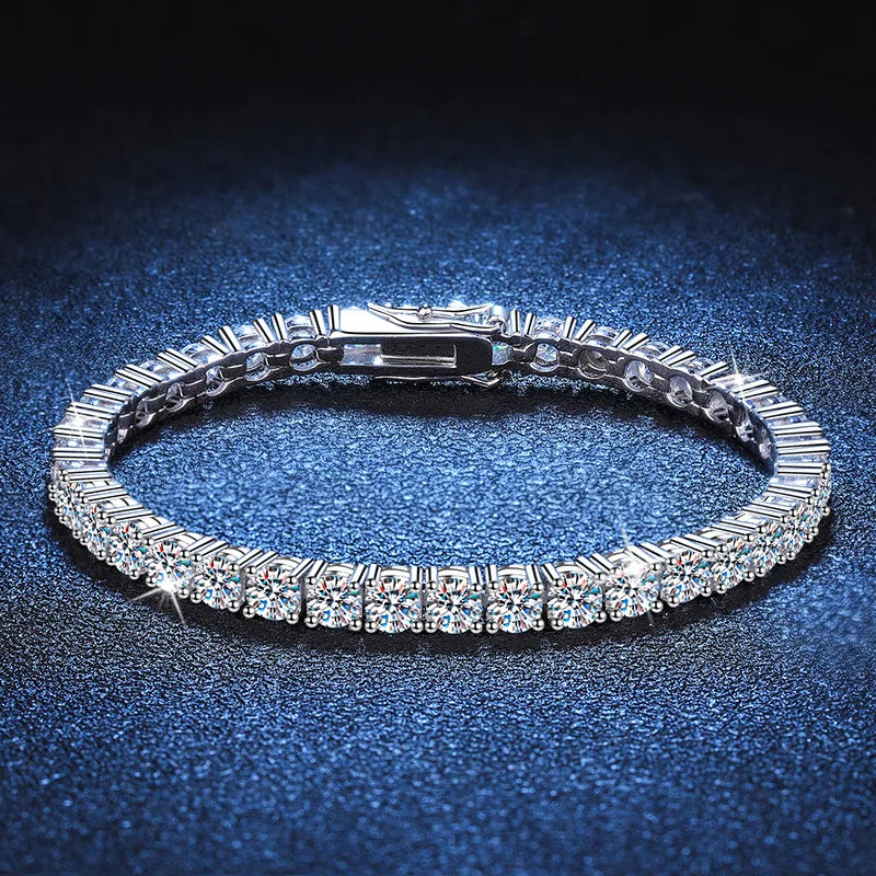 3MM D VVS Moissanite Diamond Tennis Bracelet Passes Diamond Sparkling Test Solid S925