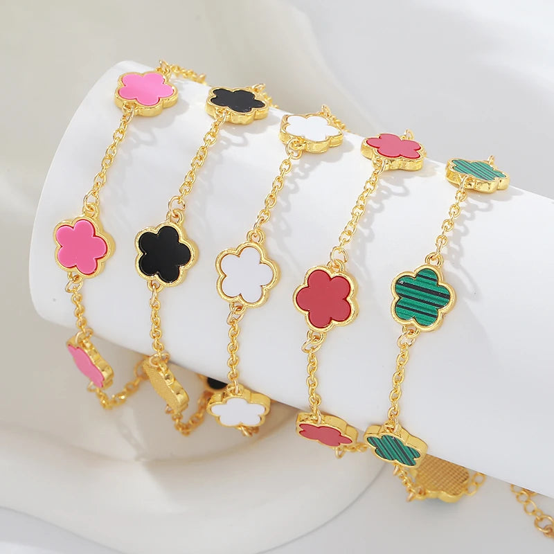 Luxury Classic Five Flower Bracelet Adjustable Five-Pointed Star Wristband Chain For Women Fashion Party Jewelry Gift Clover