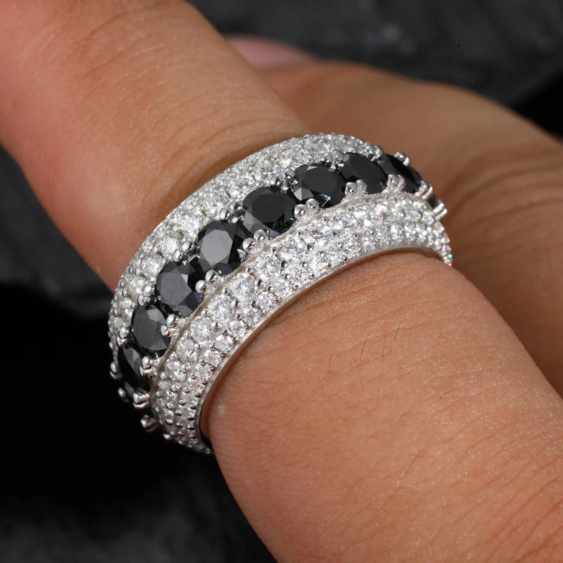 D VVS Moissanite Finger Rings Bling 925 Silver Rings For Women Men Engagement Party Jewelry