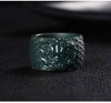 Natural Nephrite Green Jade Ring Men Healing Gemstone Fine Jewelry Genuine Hetian Jades Dragon Thumb Rings Wide Band Anillos