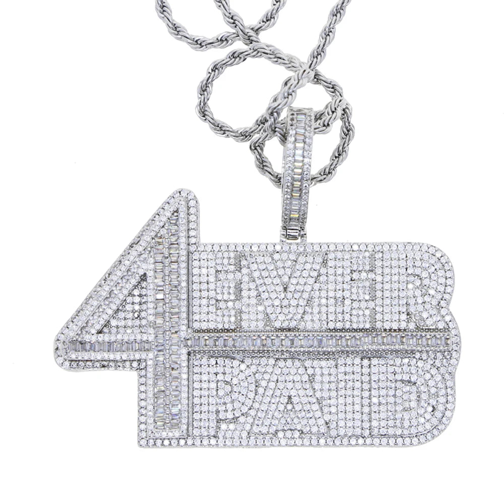 4 Ever Paid Pendant Necklace Iced Out Bling Gold Plated CZ Cubic Zirconia Enamel Charm Men Fashion Jewelry