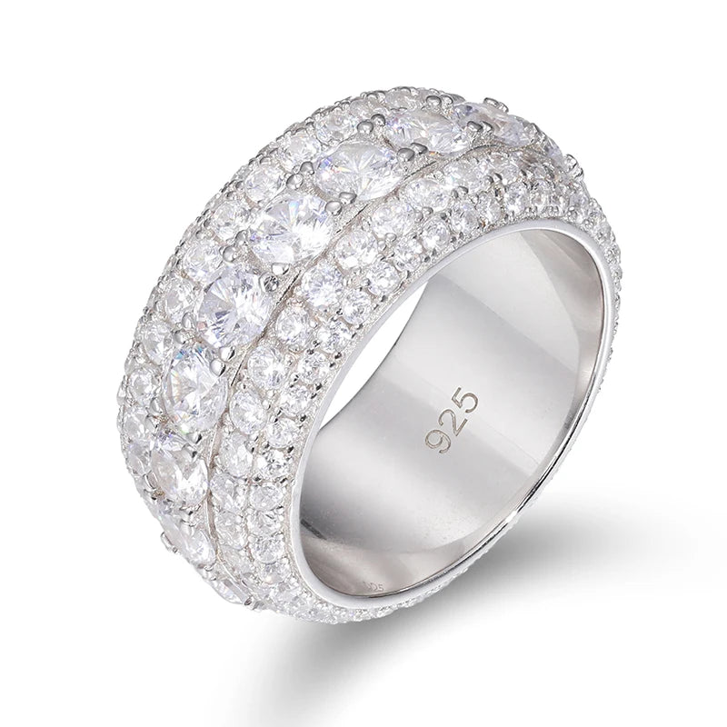 D VVS Moissanite Finger Rings Bling 925 Silver Rings For Women Men Engagement Party Jewelry