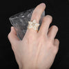 Moissanite Diamond Star Ring Iced Out Pear Cut Mirco Paved Hip Hop Rock Party Finger Rings Jewelry for Man Woman New S925