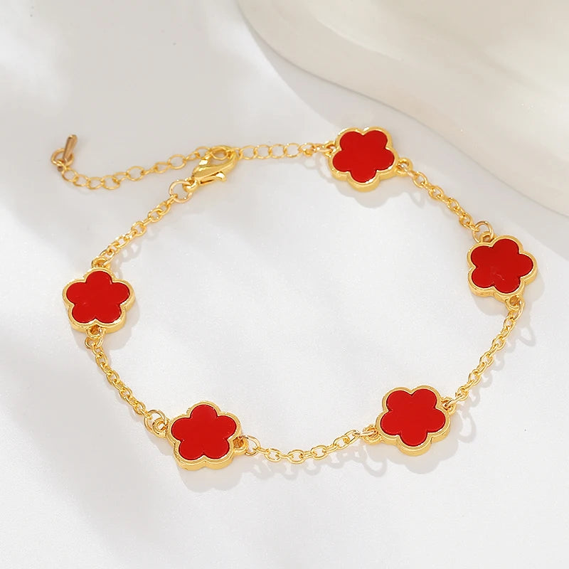 Luxury Classic Five Flower Bracelet Adjustable Five-Pointed Star Wristband Chain For Women Fashion Party Jewelry Gift Clover