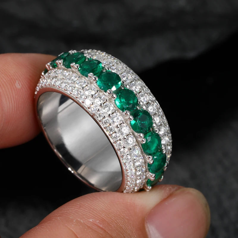 D VVS Moissanite Finger Rings Bling 925 Silver Rings For Women Men Engagement Party Jewelry