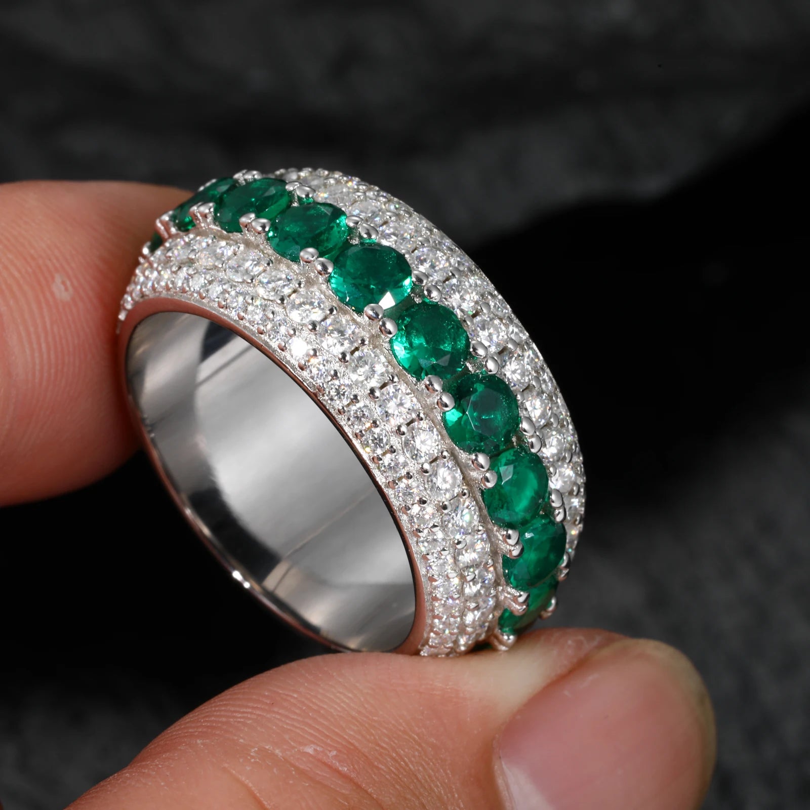 D VVS Moissanite Finger Rings Bling 925 Silver Rings For Women Men Engagement Party Jewelry