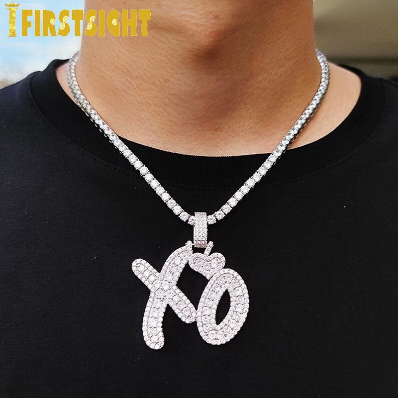 Letter XO Pendant Necklace Gold Silver Color AAA+ Charm Men