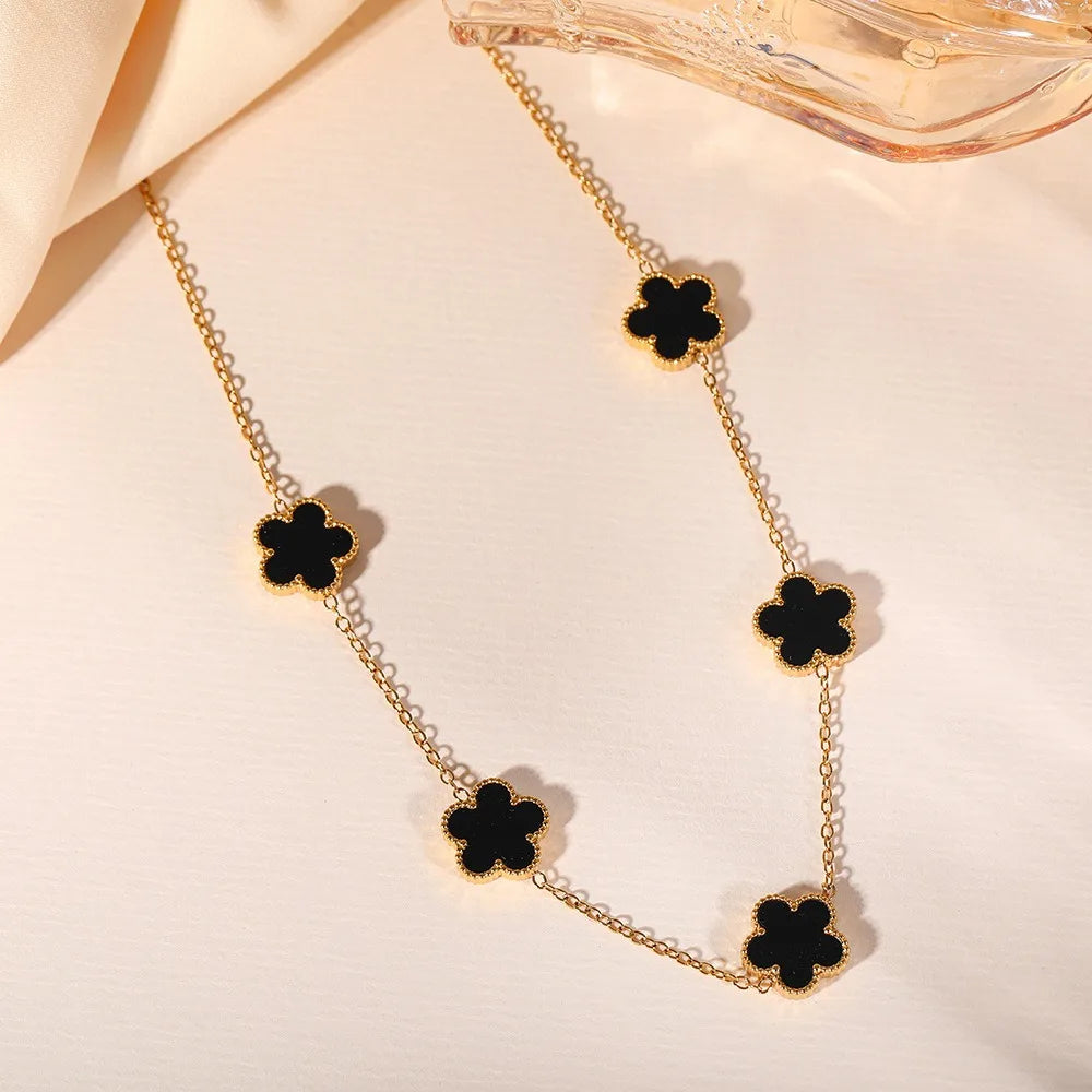 Five-Leaf Plum Blossom Necklace Woman Clover Elegant Pendant Charm Collarbone Chain Party Jewelry Gifts