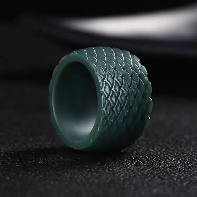 Natural Nephrite Green Jade Ring Men Healing Gemstone Fine Jewelry Genuine Hetian Jades Dragon Thumb Rings Wide Band Anillos