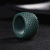 Natural Nephrite Green Jade Ring Men Healing Gemstone Fine Jewelry Genuine Hetian Jades Dragon Thumb Rings Wide Band Anillos