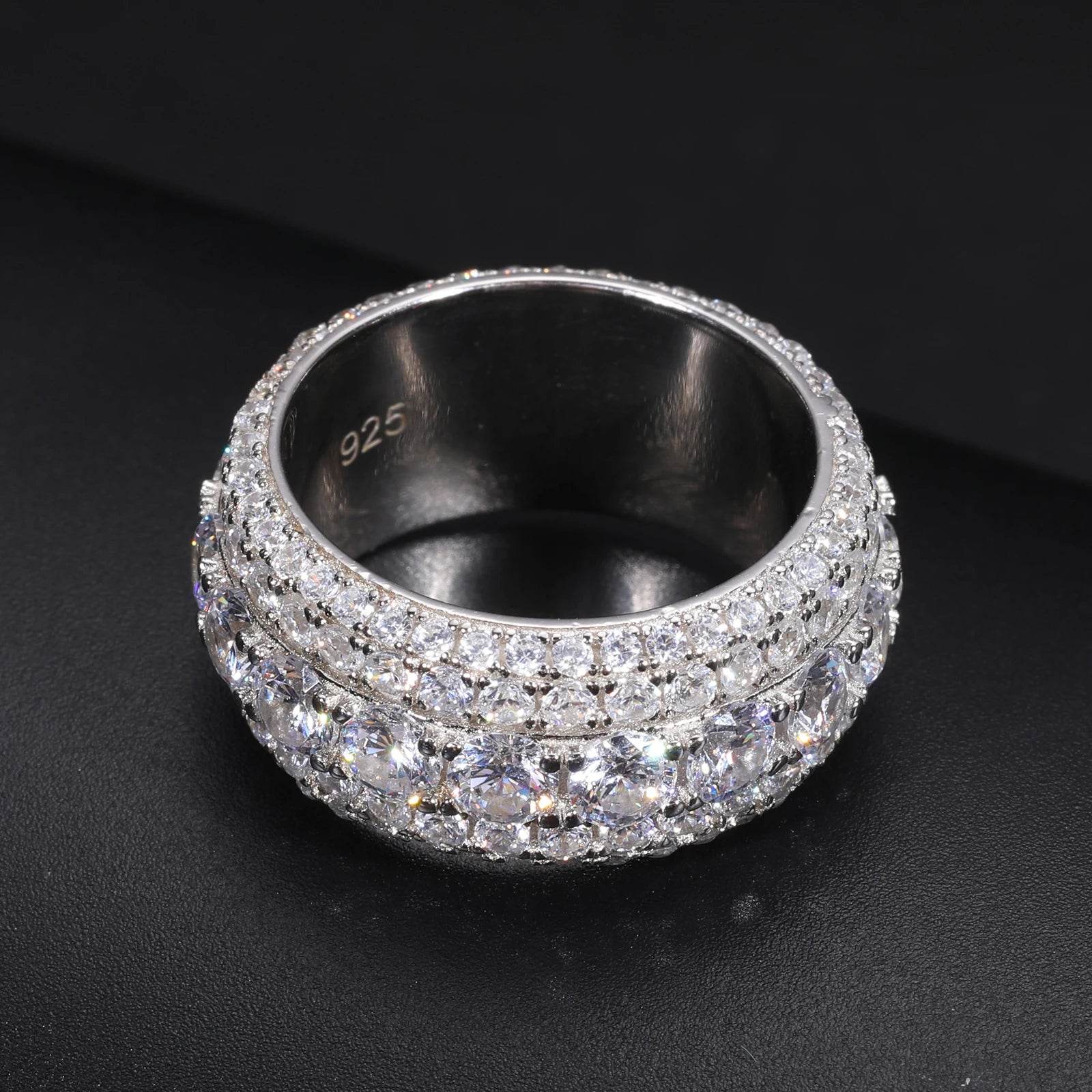 Luxury VVS1 3 Row 11mm Width Moissanite Ring In S925 Silver Ring  Jewelry Pave Setting With Certificate Fine Jewlery Gift