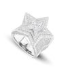 Moissanite Diamond Star Ring Iced Out Pear Cut Mirco Paved Hip Hop Rock Party Finger Rings Jewelry for Man Woman New S925