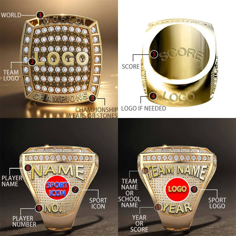 Custom Name Logo Youth Cheap Custom Championship Ring Gift，Promotional activities, customized championship rings (all teams) ring AAA+