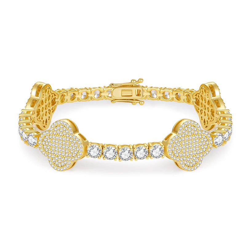 Moissanite Clover Tennis Lucky Bracelet 6.5~8.5inch Full Diamonds  Jewelry Personalized customization S925 Silver