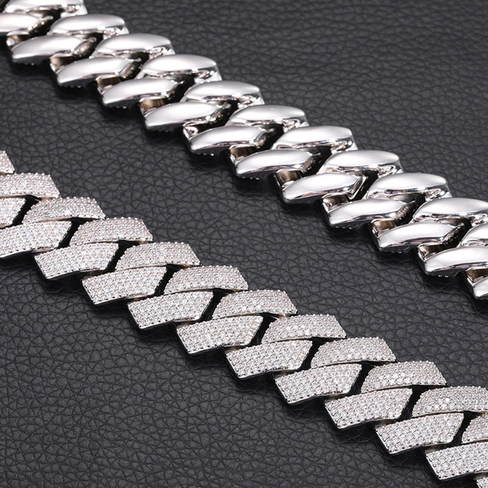 Big 20mm 4 Rows Iced Out Necklaces Cuban Link Chain Necklaces for Men Women Zircon Hip Hop Goth Choker Free Shipping