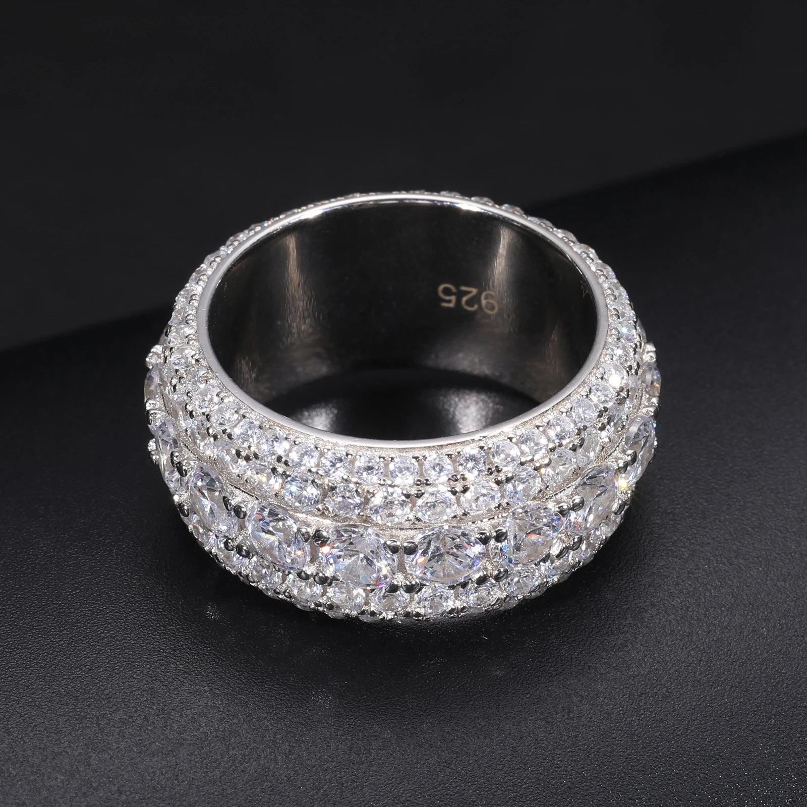 Luxury VVS1 3 Row 11mm Width Moissanite Ring In S925 Silver Ring  Jewelry Pave Setting With Certificate Fine Jewlery Gift