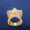 Moissanite Diamond Star Ring Iced Out Pear Cut Mirco Paved Hip Hop Rock Party Finger Rings Jewelry for Man Woman New S925