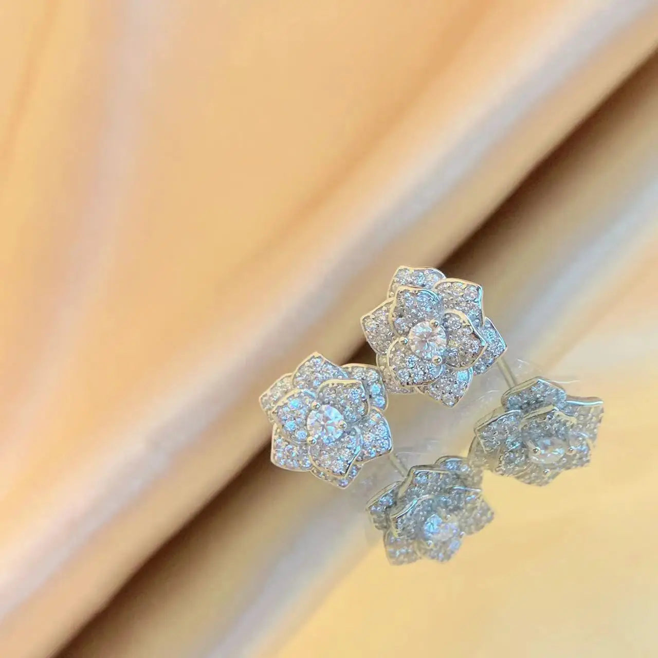 Moissanite Diamond Camellia Women Men Earrings Original 925 Sterling Silver Moissanite Diamond Earrings for Women