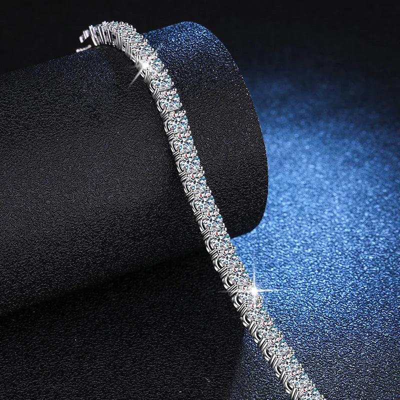 3MM D VVS Moissanite Diamond Tennis Bracelet Passes Diamond Sparkling Test Solid S925