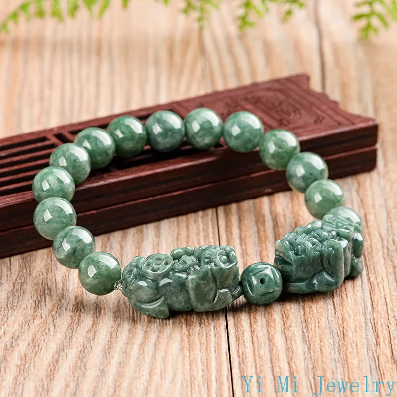Burmese Jade Pixiu Bracelets AAA+ Jadeite Jewelry Carved Natural Chinese Gifts Bead Gemstones Stone Luxury Charms Charm Women Green