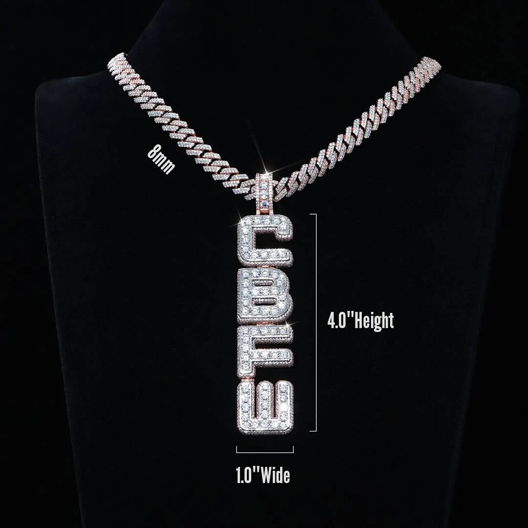 Customized Name Pendant Necklace Women Men Iced Out Prong Setting Personalized Charm Diamond Cz