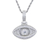 Iced Out Stereoscopic Eye Pendant Necklace Prong Setting Bling Cubic Zirconia Evil Eye Charm Men