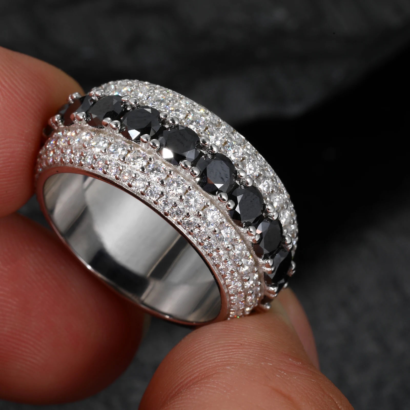 D VVS Moissanite Finger Rings Bling 925 Silver Rings For Women Men Engagement Party Jewelry